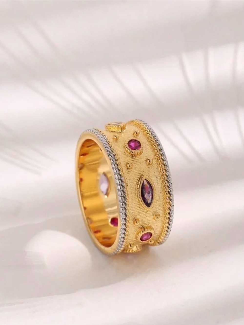 Two-Tone Pink CZ Ring NWT 18KT Gold Plated PVD Coated
